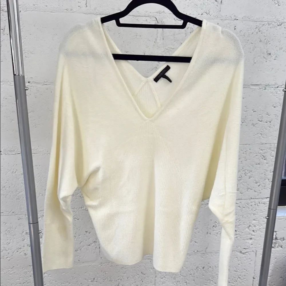 Cream V-Neck Sweater - Large - NWOT - Super Soft Womens Long Sleeve - Large